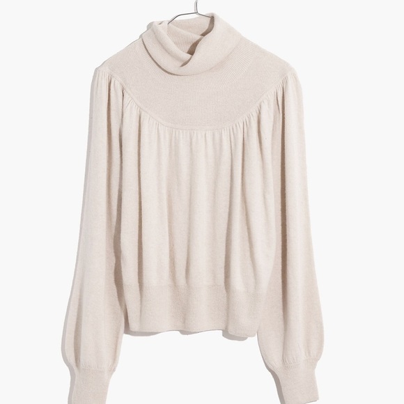 New Shirred Balloon-Sleeve Turtleneck Sweater - Picture 1 of 6